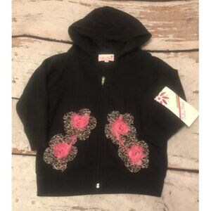 Tutu Moi Black Leopard Flower Hoodie NWT
